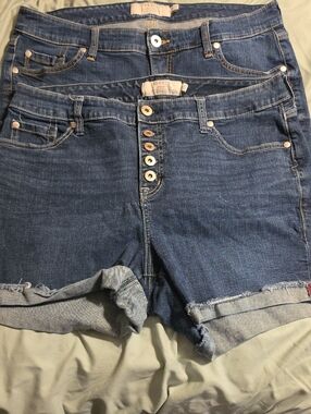 torrid Indigo Blue Button-Front Rolled Hem Jean Shorts